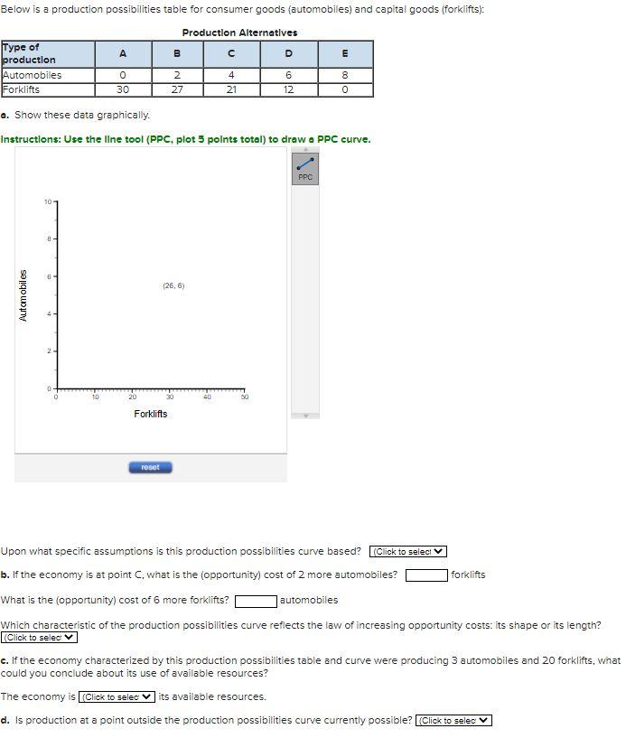 Solved Below is a production possibilities table for | Chegg.com