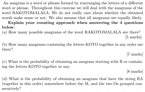 Solved An anagram is a word or phrase formed by rearranging | Chegg.com
