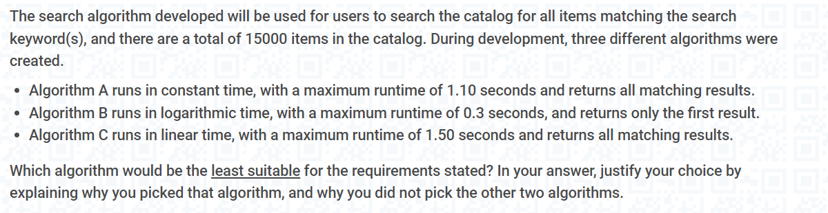Solved The search algorithm developed will be used for users | Chegg.com