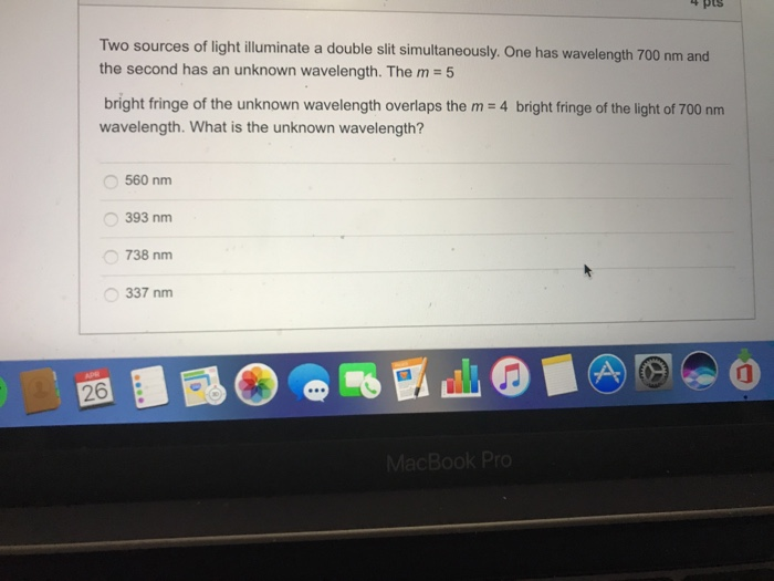 Solved Two sources of light illuminate a double slit | Chegg.com