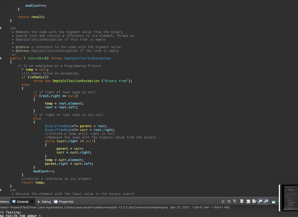 Solved Create a method called printTree() that displays the | Chegg.com