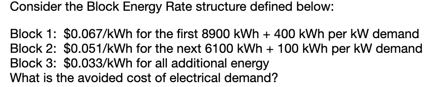 Solved Consider the Block Energy Rate structure defined | Chegg.com