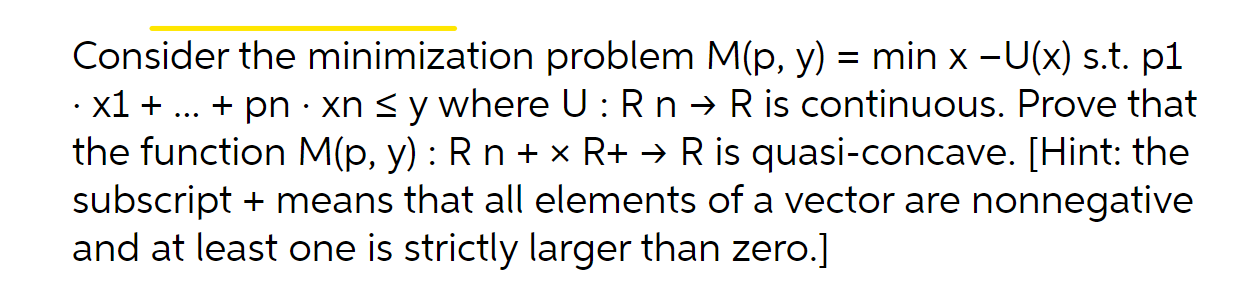 Solved = . Consider the minimization problem M(p, y) = min | Chegg.com