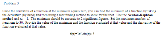 minimum of a function derivative