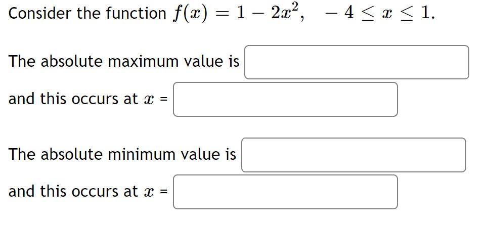 the absolute minimum value of the function x 2 x 1