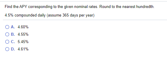 Solved Find the APY corresponding to the given nominal | Chegg.com