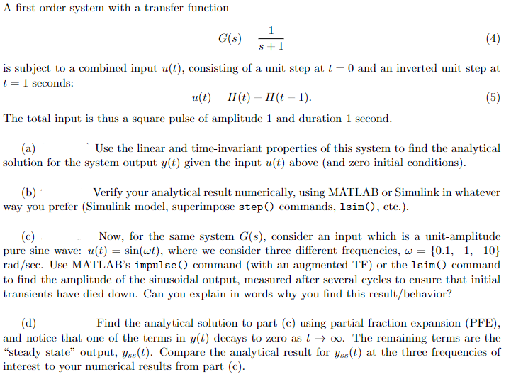 Solved Λ first-order system with a transfer function | Chegg.com