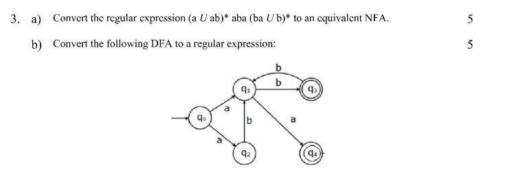 Solved 3. A) Convert The Regular Expression (a U Ab)* Aba | Chegg.com