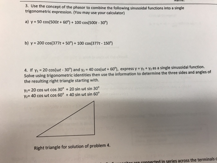 Solved 3. Use the concept of the phasor to combine the | Chegg.com