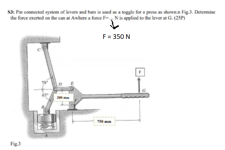 Solved S3: Pin connected system of levers and bars is used | Chegg.com