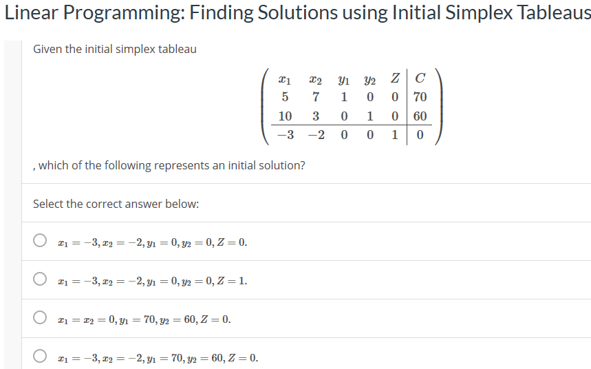 Solved Linear Programming: Finding Solutions using Initial | Chegg.com