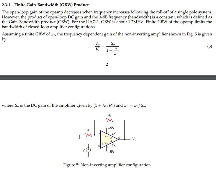 Solved 2.3.1 Finite GainBandwidth (GBW) Product The