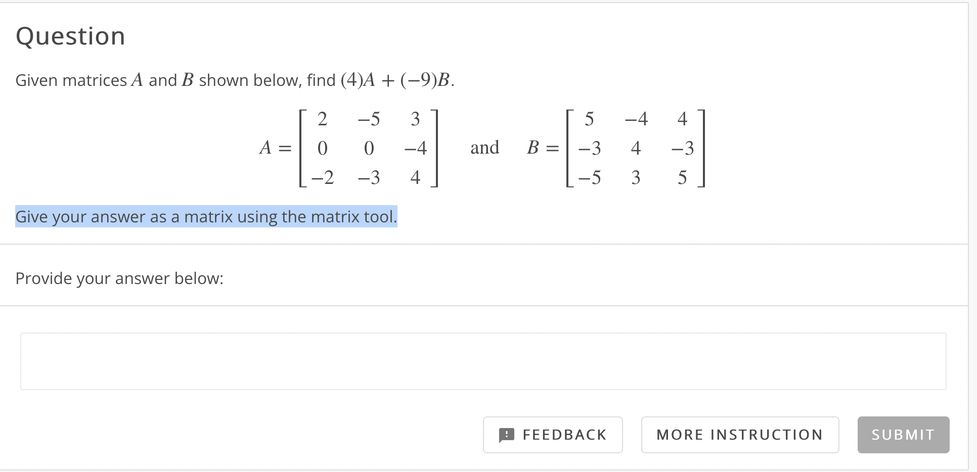 Solved Question Given Matrices A And B Shown Below, Find | Chegg.com