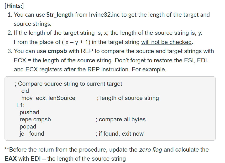 Solved [Str_find Procedure]Write a procedure named Str_find | Chegg.com