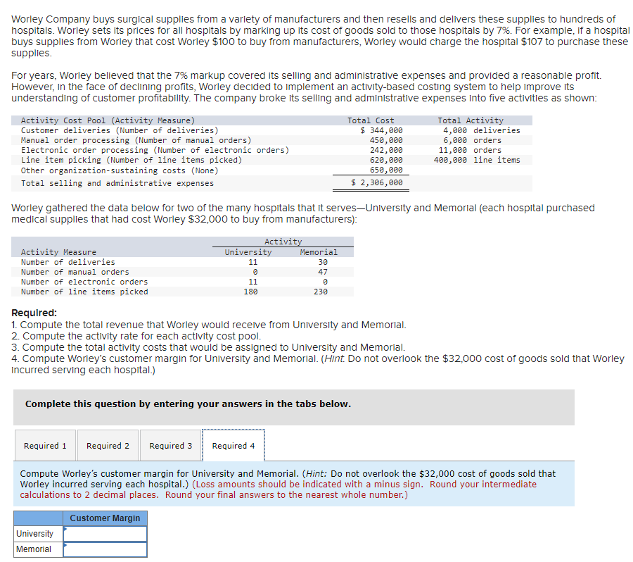 Solved Worley Company buys surgical supplies from a varlety