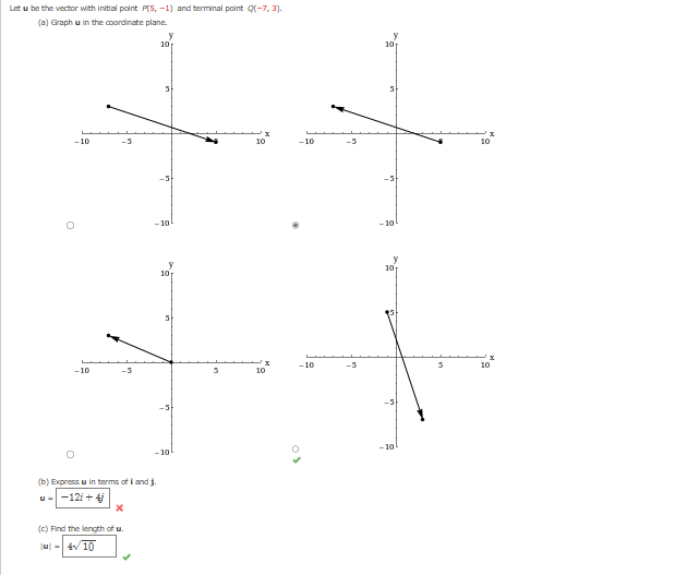 Solved Let u be the vector with initial point P(5,−1) and | Chegg.com