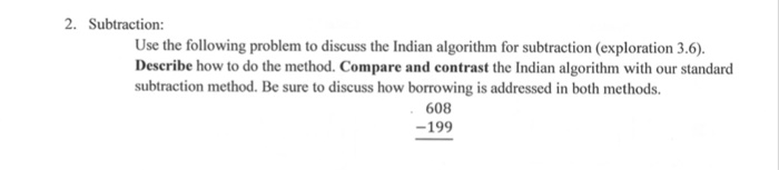 Solved 2. Subtraction: Use the following problem to discuss | Chegg.com