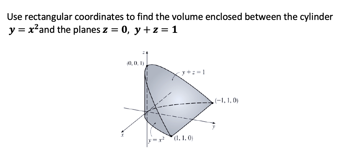 Solved Use rectangular coordinates to find the volume | Chegg.com