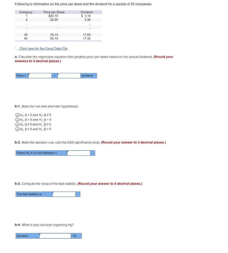 Solved Following Is Information On The Price Per Share And | Chegg.com