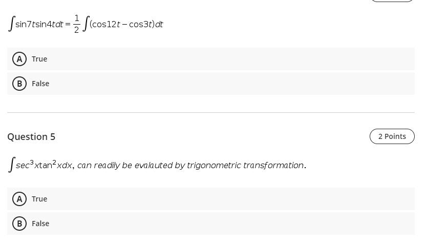 Solved Question 1 3 Points Scsc25xcot5xdx , can be | Chegg.com