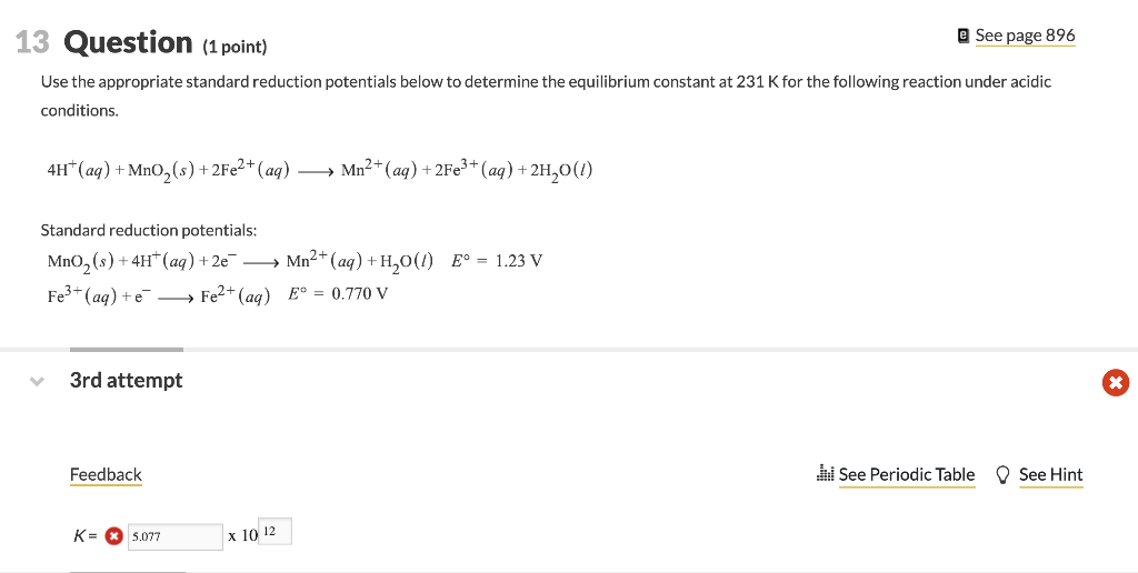 Solved 13 Question (1 point) e See page 896 Use the | Chegg.com