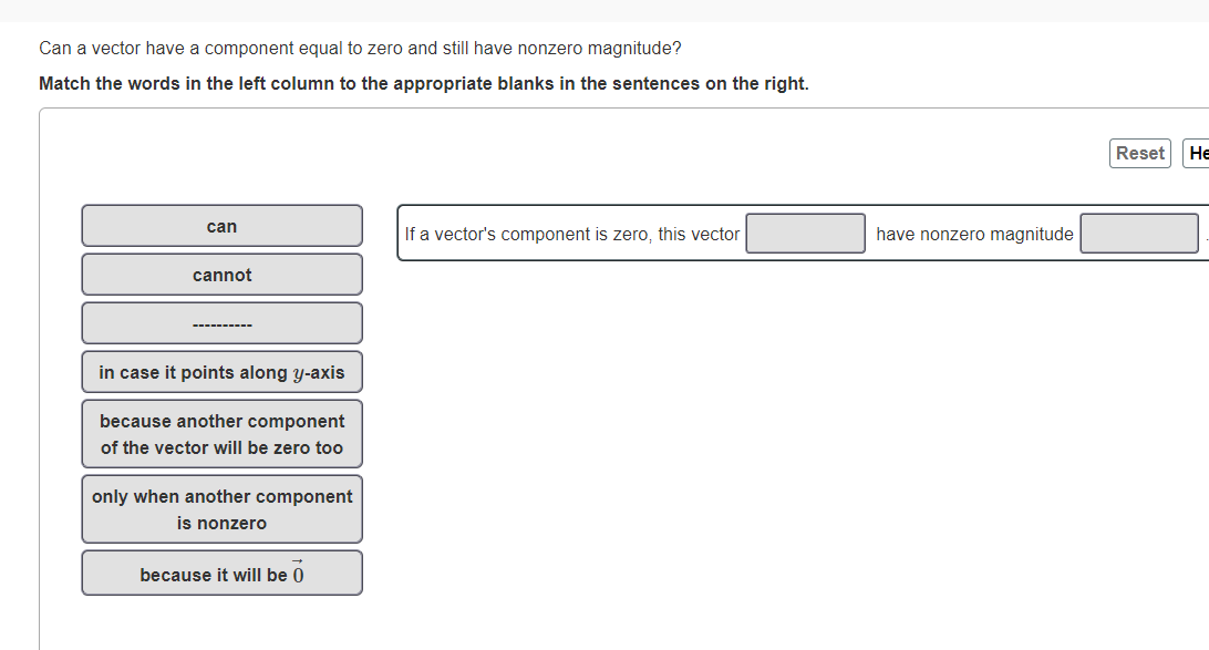 Solved Can a vector have a component equal to zero and still | Chegg.com