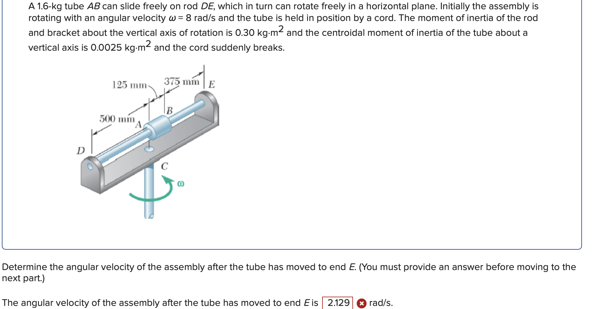 solved-a-1-6-kg-tube-ab-can-slide-freely-on-rod-de-which-in-chegg