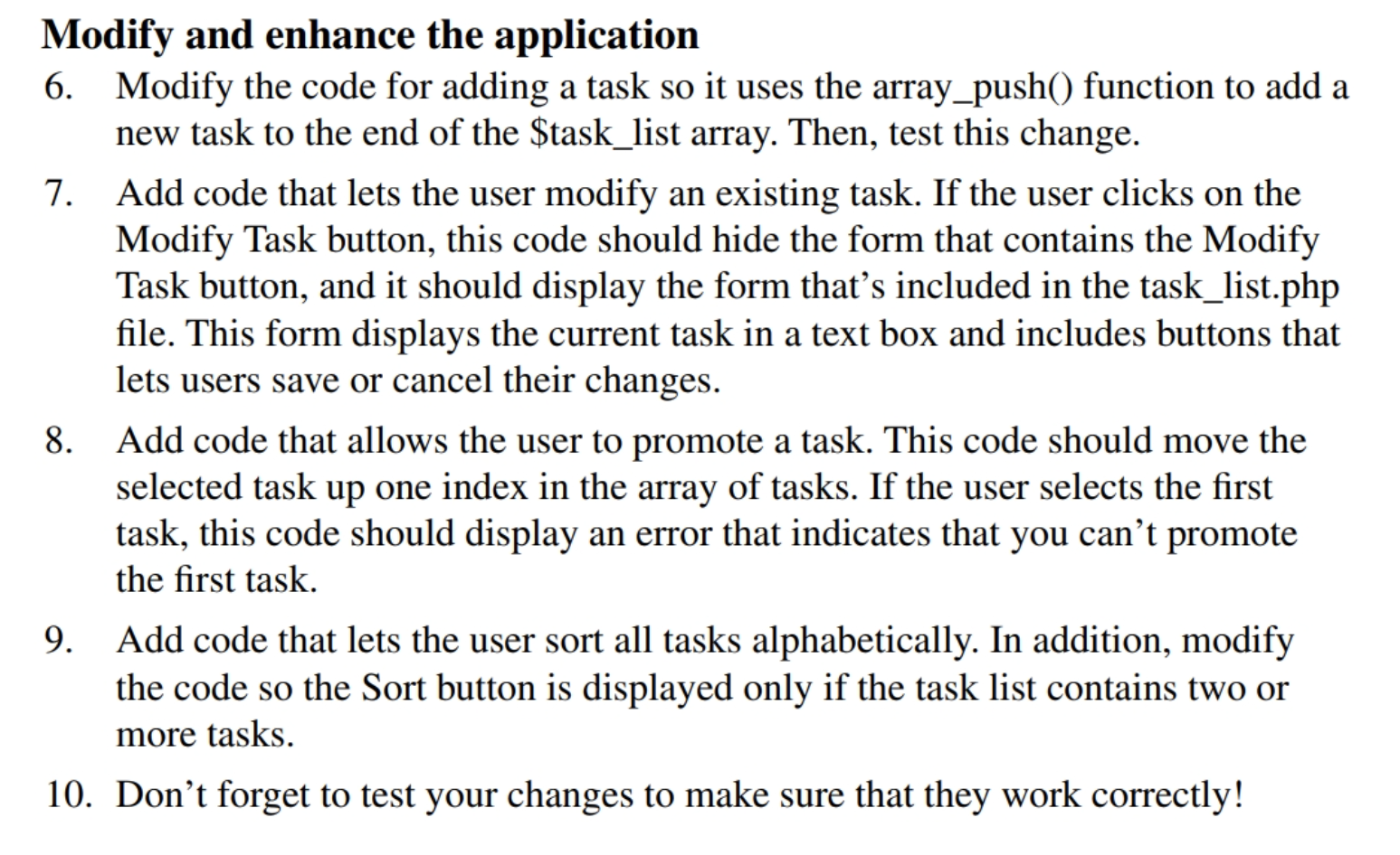 Solved Exercise 11-1 Work with the arrays of the Task List | Chegg.com