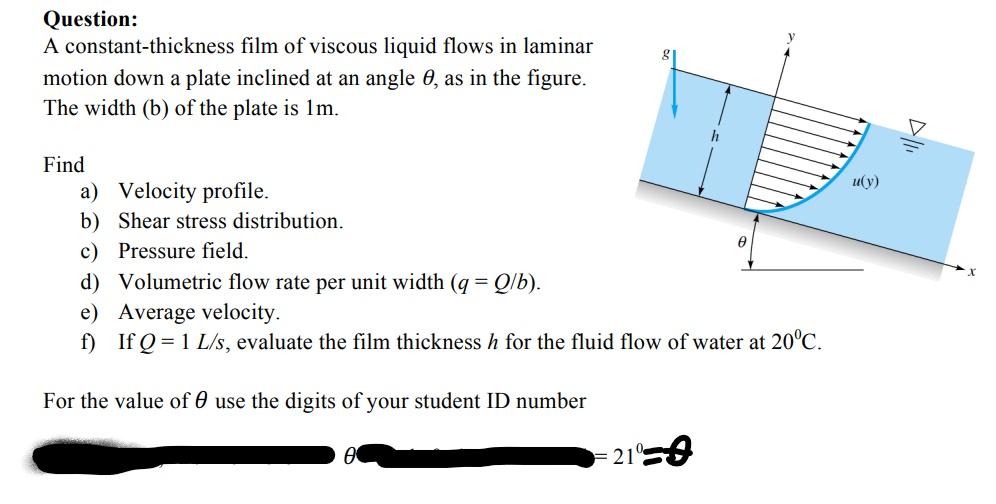 Solved Question A constantthickness film of viscous liquid