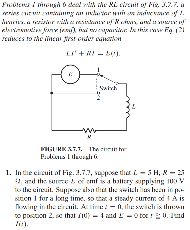 Solved Problems 1 Through 6 Deal With The Rl Circuit Of Fig