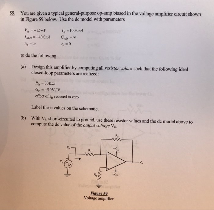 Solved 59. You are given a typical general-purpose op-amp | Chegg.com