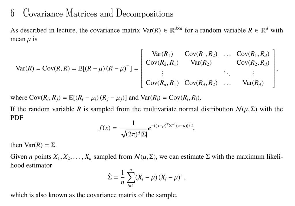 6 Covariance Matrices and Decompositions As described | Chegg.com