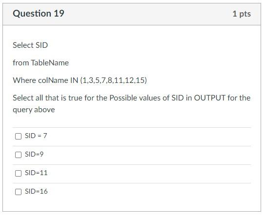 Solved Select all that is true for the Possible values of | Chegg.com