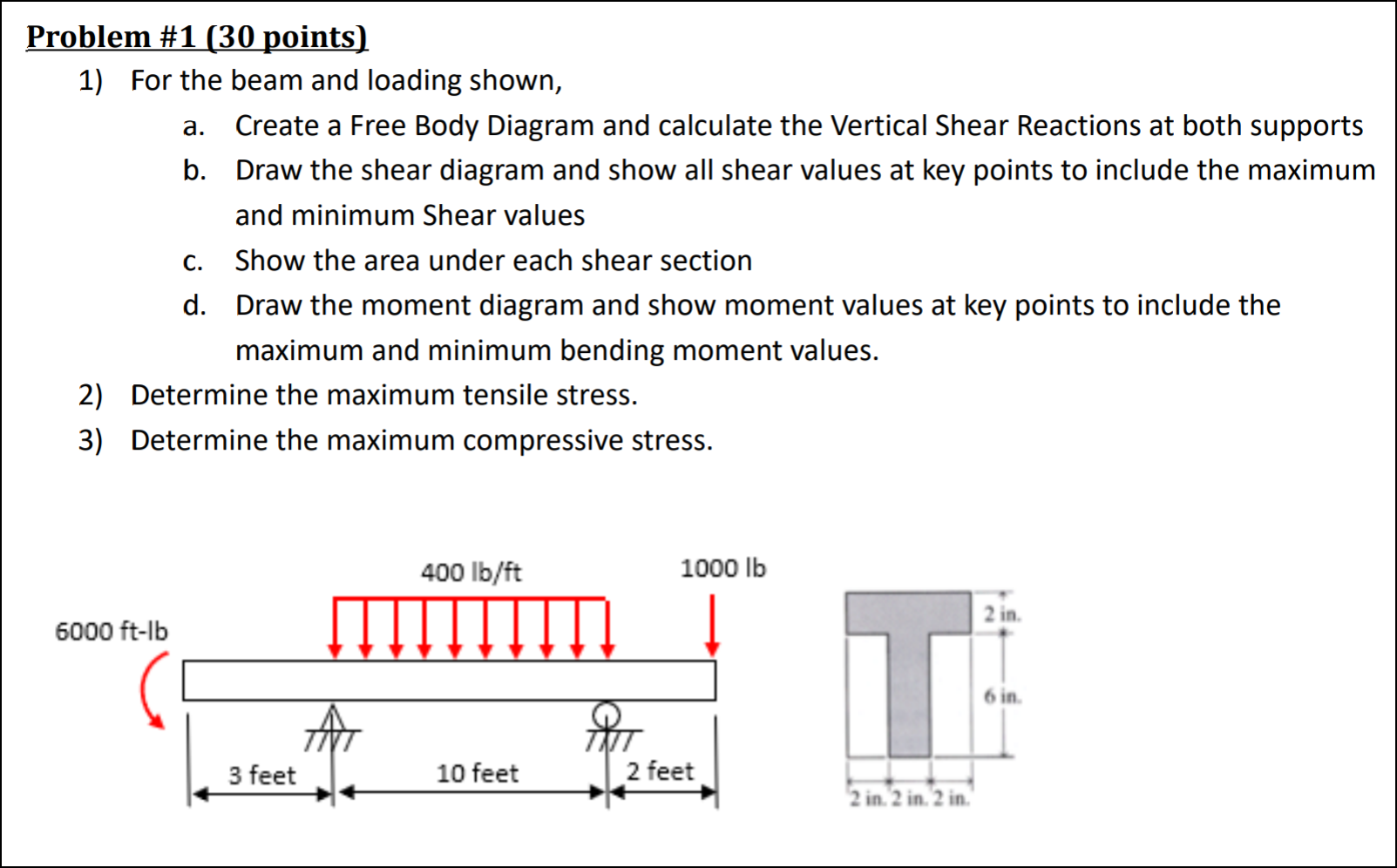 Solved a. Problem 1 (30 points) 1) For the beam and loading