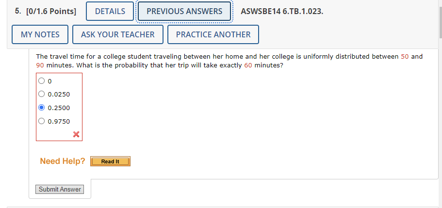 Solved The Travel Time For A College Student Traveling Chegg
