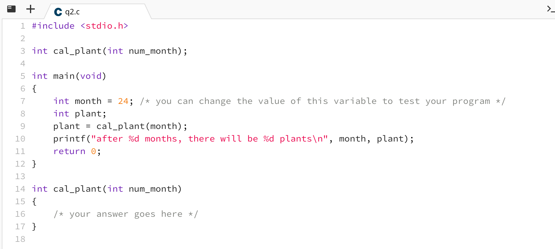 Solved Q2: Complete the given program by implementing | Chegg.com