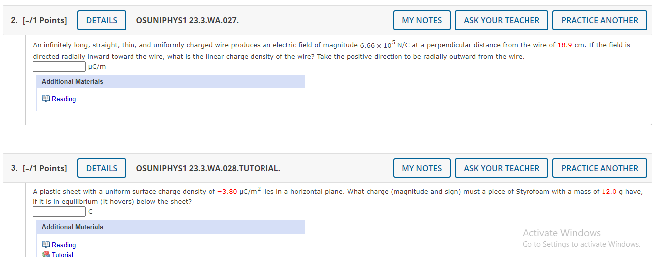 Solved 2. [-/1 Points] DETAILS OSUNIPHYS1 23.3.WA.027. MY | Chegg.com