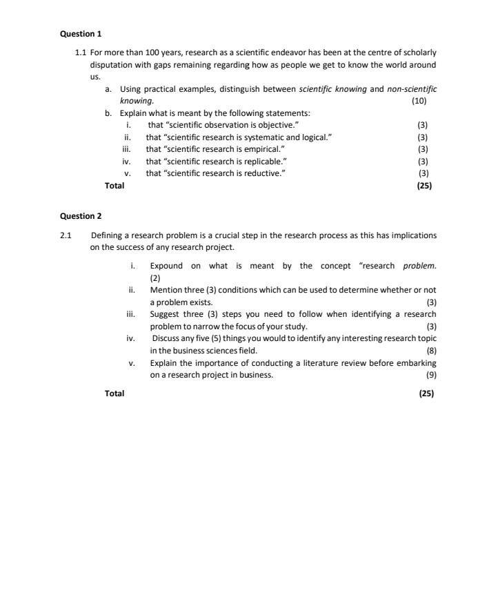 Solved Question 1 1.1 For more than 100 years, research as a | Chegg.com