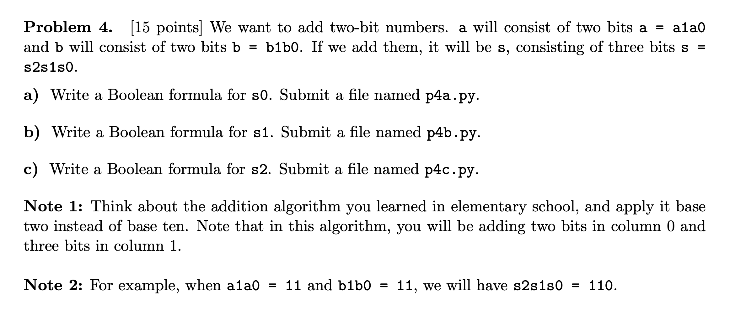 Problem 4. (15 Points) We Want To Add Two-bit | Chegg.com