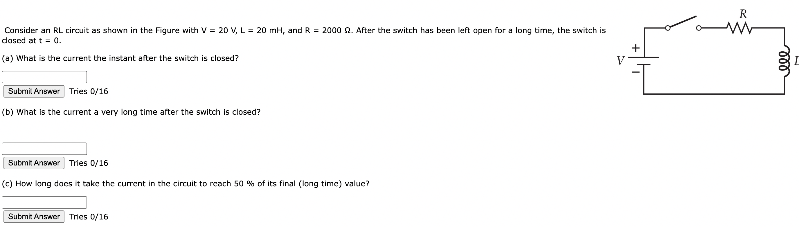 Solved Consider an RL circuit as shown in the Figure with V | Chegg.com
