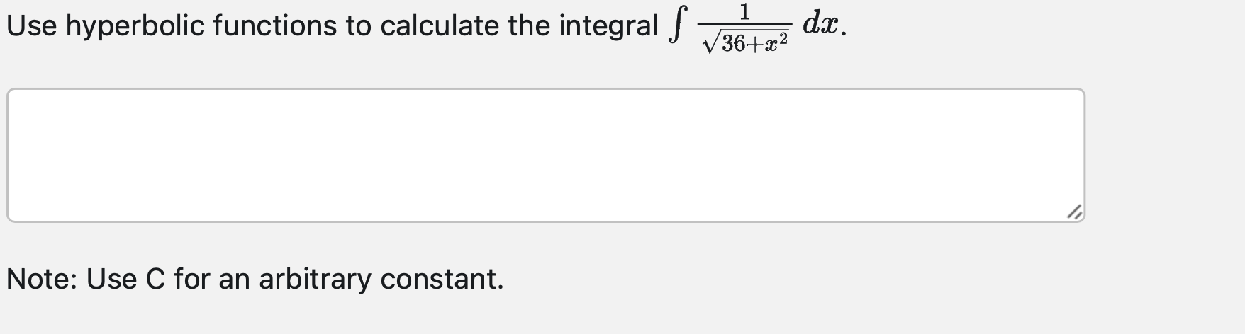 Solved Use Hyperbolic Functions To Calculate The Integral | Chegg.com