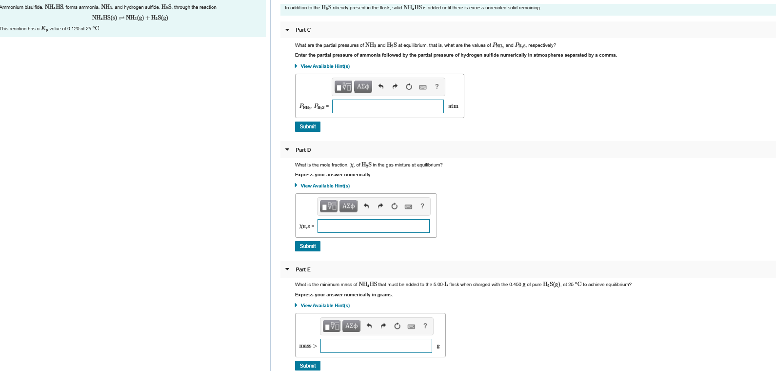 An Empty 5 00 Ll Flask Is Charged With 0 450 Gg Of Chegg Com