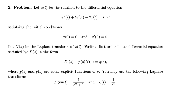 Solved 2 Problem Let C T Be The Solution To The Differ Chegg Com