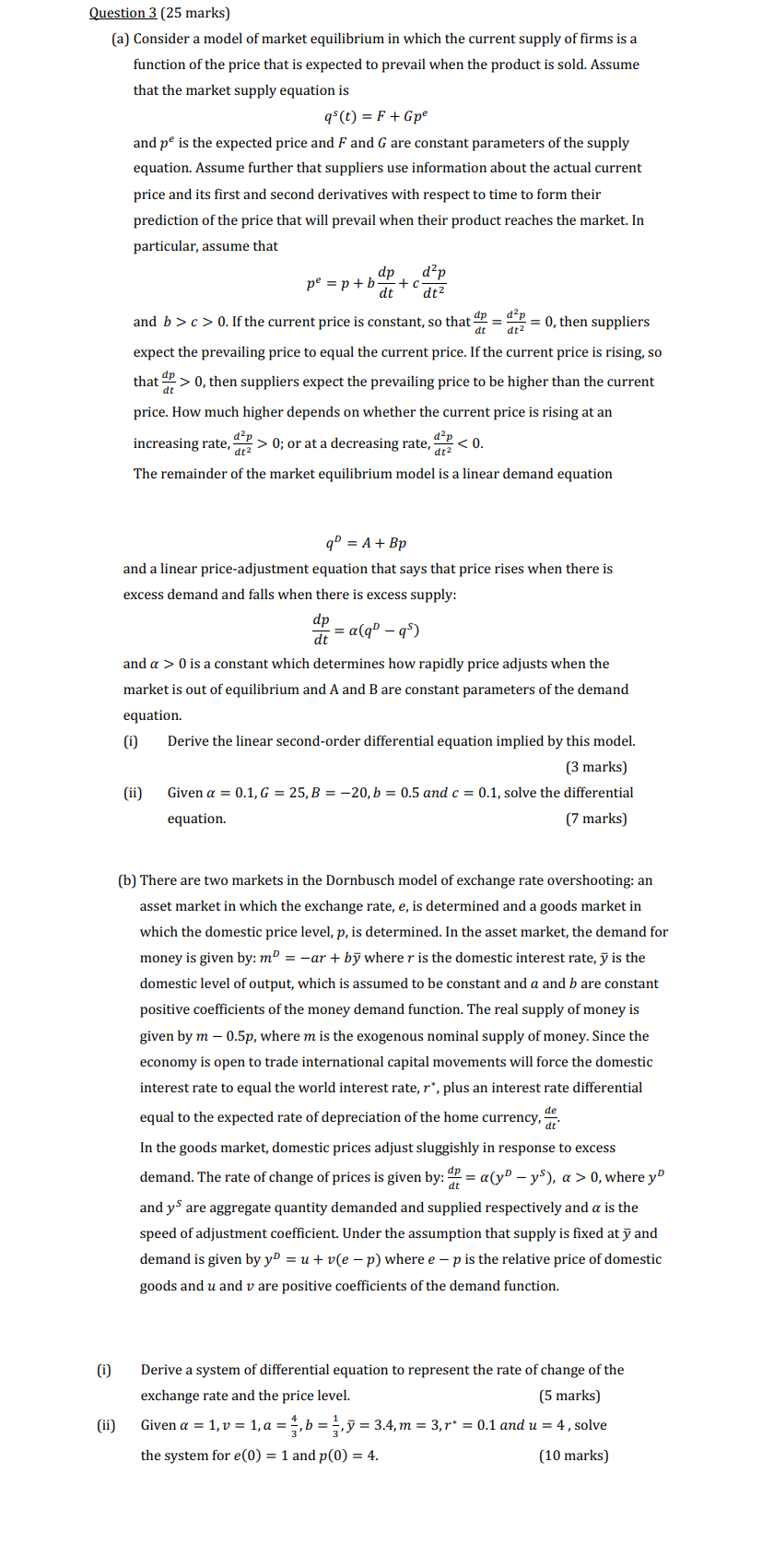 (a) Consider a model of market equilibrium in which | Chegg.com
