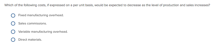 Solved Which of the following costs, if expressed on a per | Chegg.com