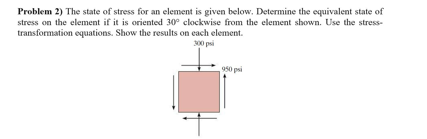 Solved Problem 2 The State Of Stress For An Element Is Chegg Solved Problem 2 The State Of Stress For An Element Is Chegg