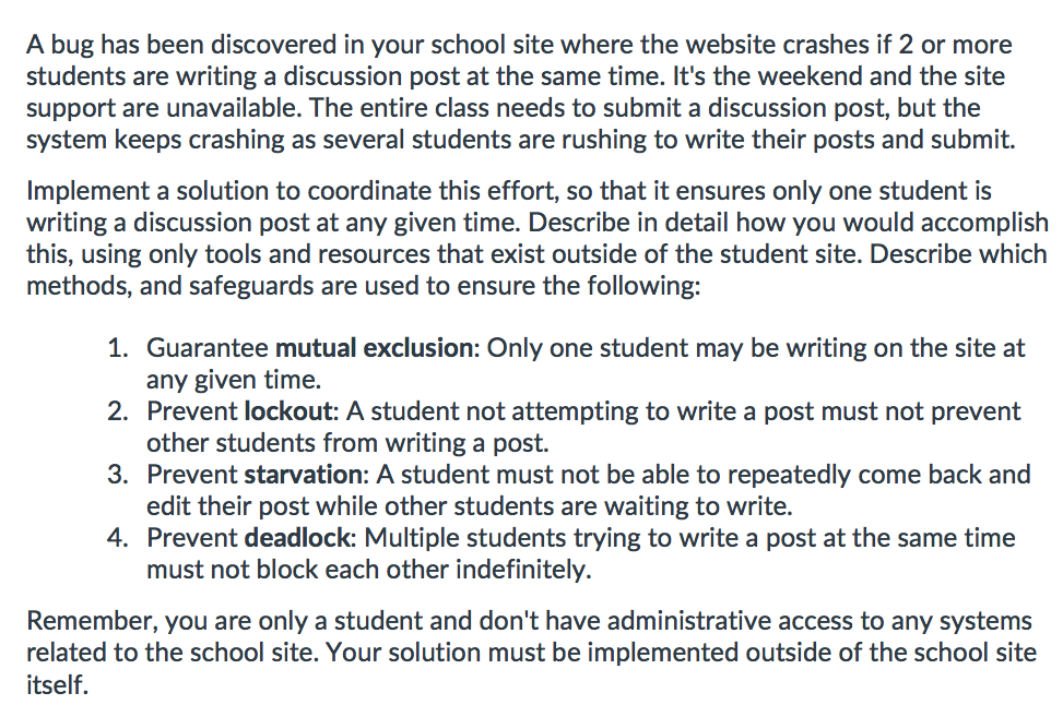Solved A bug has been discovered in your school site where | Chegg.com