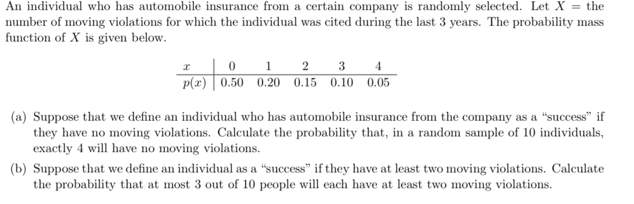 Solved An individual who has automobile insurance from a | Chegg.com