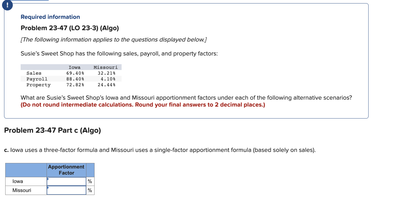 Solved Problem 23-47 (LO 23-3) (Algo) [The following | Chegg.com