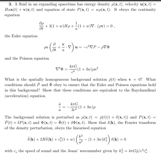 3. A fluid in an expanding spacetime has energy | Chegg.com